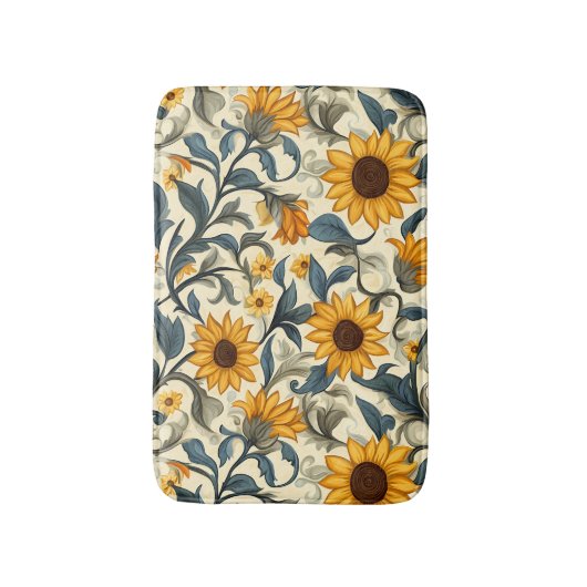 Elegant Art Nouveau Sunflower Pattern Badmat (Voorkant Verticaal)