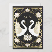 Elegant Art Nouveau Swans Wedding Invitation Kaart (Achterkant)