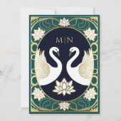 Elegant Art Nouveau Swans Wedding Invitation Kaart (Achterkant)