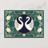 Elegant Art Nouveau Swans Wedding RSVP Informatiekaartje (Achterkant)