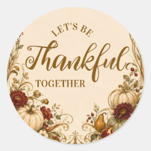 Elegant Art Nouveau Thanksgiving-diner Ronde Sticker