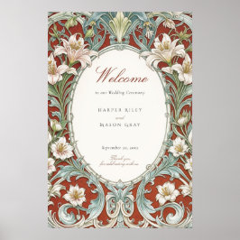 Elegant Art Nouveau Trouw Welkomstbord Poster