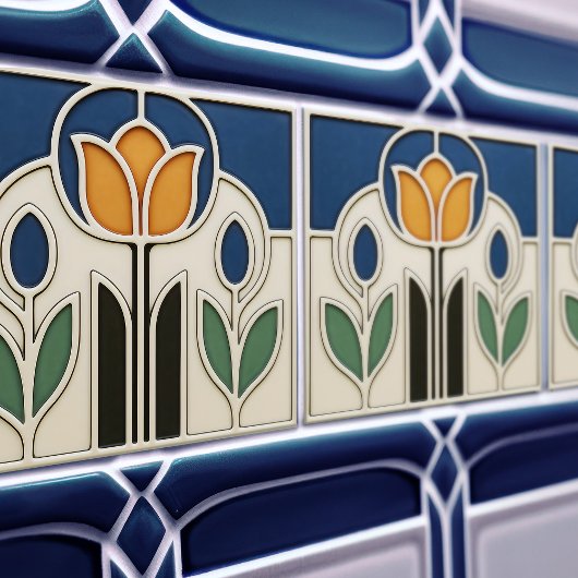 Elegant Art Nouveau Tulip Ceramic Tile Tegeltje