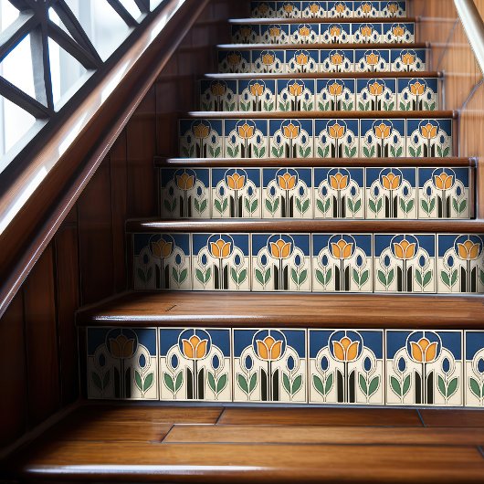 Elegant Art Nouveau Tulip Ceramic Tile Tegeltje