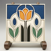 Elegant Art Nouveau Tulip Ceramic Tile Tegeltje