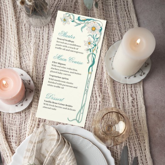 Elegant Art Nouveau Wedding Menu