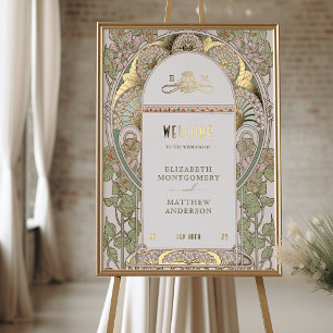 Elegant art nouveau welkomstbord folie afdrukken