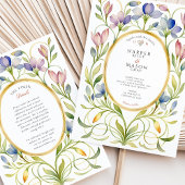 Elegant Art Nouveau Wildflower Gold Frame Wedding Kaart