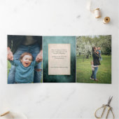 Elegant Artisan Green met gouden penseelfoto Drieluik Kaart (Binnen)