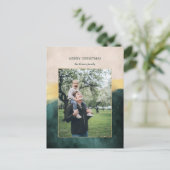 Elegant Artisan Green met gouden penseelfoto Feestdagenkaart (Staand voorkant)