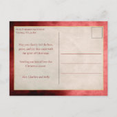 Elegant Artisan Red w/Gold Brush Streke Foto Feestdagenkaart (Achterkant)