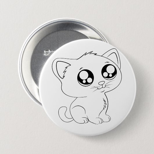 Elegant Artistic Cat Design Button (Voorkant /achterkant)