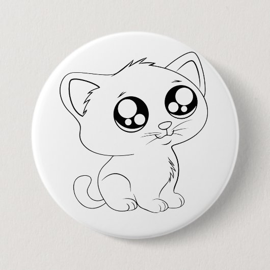 Elegant Artistic Cat Design Button (Voorkant)