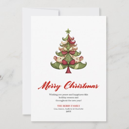 Elegant Artistic Christmas Tree Greeting Template Feestdagenkaart (Voorkant)