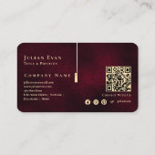 Elegant Artistic Monogram Burgundy Wine Gold Visitekaartje (Achterkant)