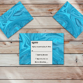 Elegant Artistiek Blauw Abstract Verfbruiloft RSVP Kaartje