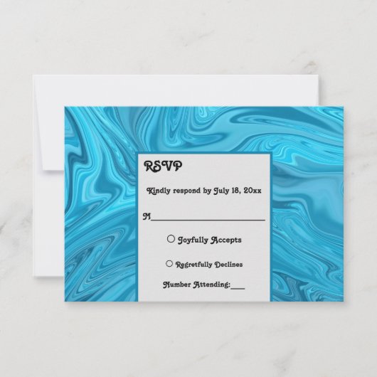 Elegant Artistiek Blauw Abstract Verfbruiloft RSVP Kaartje (Voorkant)
