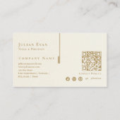 Elegant artistiek ivoor wit romig goud monogram visitekaartje (Achterkant)