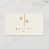 Elegant artistiek ivoor wit romig goud monogram visitekaartje (Voorkant)