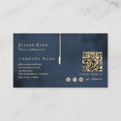 Elegant Artistiek Monogram Marine Blauw Goud Visitekaartje (Achterkant)