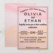 Elegant artistiek roze Sinaasappel Abstract bruilo Kaart (Voorkant / Achterkant)