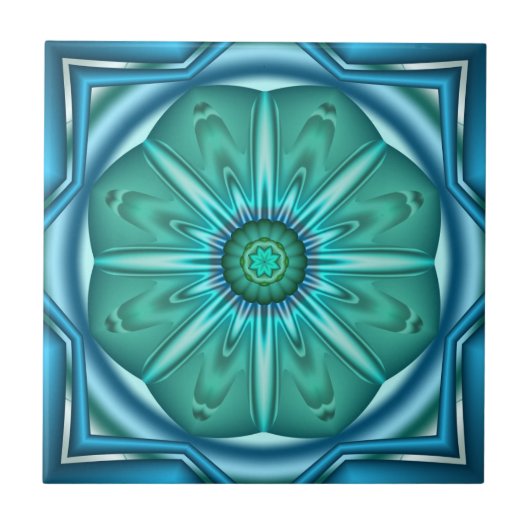Elegant Artistieke Blauwgroen Geometrische Bathroo Tegeltje (Voorkant)