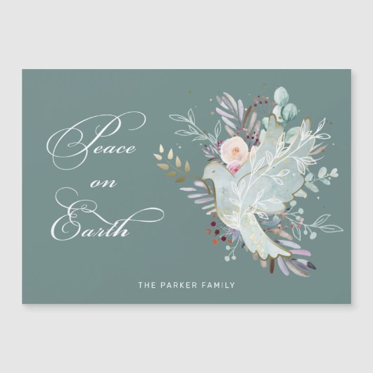 Elegant artistieke Floral Peace on Earth Dove (Voorkant)
