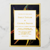 Elegant Artsy Abstract Modern Minimal Gold Wedding Folie Uitnodiging (Voorkant)