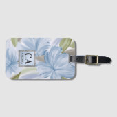 Elegant Artsy Blauw Groen Zilver Glitter Monogram Bagagelabel (Voorkant (horizontaal))