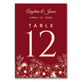 Elegant Artsy Floral Red en Gold Wedding Kaart (Achterkant)