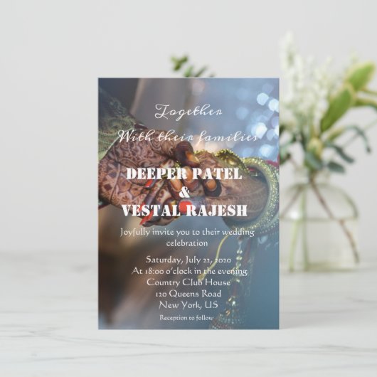 Elegant Asian Indian Wedding Invitation (Staand voorkant)