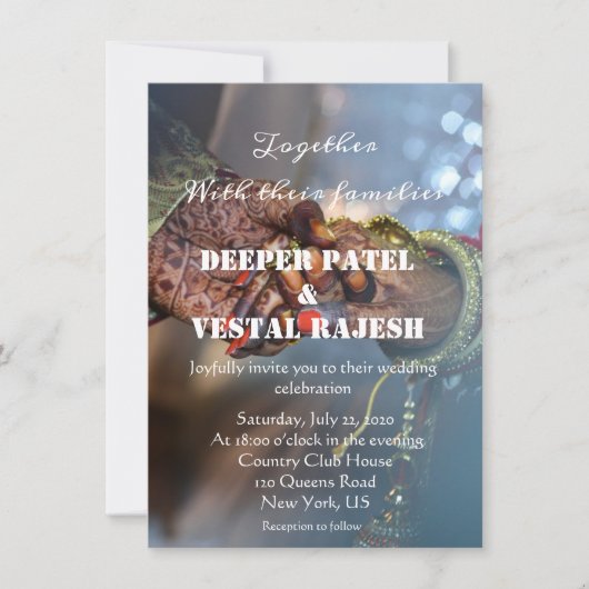 Elegant Asian Indian Wedding Invitation (Voorkant)