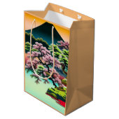 Elegant Asian Landscape Cherry Blossom Medium Cadeauzakje (Achterkant Gekanteld)