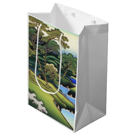 Elegant Asian Landscape Medium Cadeauzakje (Voorkant Gekanteld)