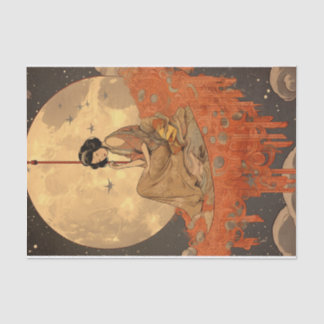 Elegant Asian Moon Sitter Decoupage Crafting Tissuepapier