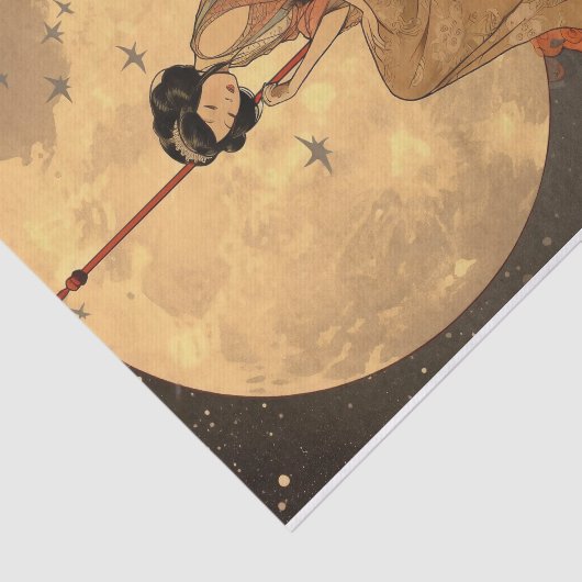 Elegant Asian Moon Sitter Decoupage Crafting Tissuepapier (Detail)