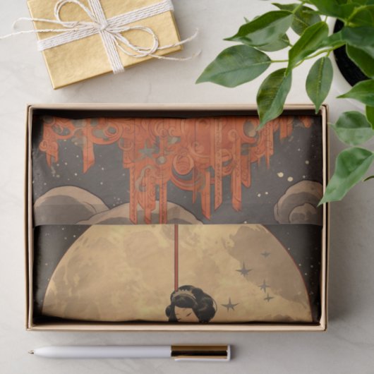 Elegant Asian Moon Sitter Decoupage Crafting Tissuepapier (Geschenk)