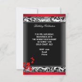 Elegant Asian Red Flowers White black Kaart (Achterkant)