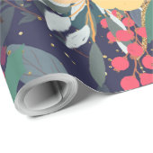 Elegant Astral Aura Winter Floral & Gold Stippen Cadeaupapier (Rol Hoek)