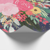 Elegant Astral Aura Winter Floral & Gold Stippen Cadeaupapier (Hoek)