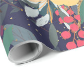 Elegant Astral Aura Winter Floral & Gold Stippen Cadeaupapier (Rol Hoek)