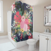 Elegant Astral Aura Winter Floral & Gold Stippen Douchegordijn (In situ)