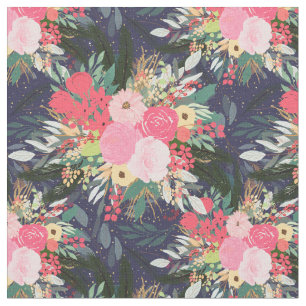 Elegant Astral Aura Winter Floral & Gold Stippen Stof