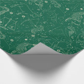 Elegant Astrology Zodiac Green/Gold Cadeaupapier (Hoek)