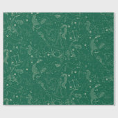 Elegant Astrology Zodiac Green/Gold Cadeaupapier (Vlak)