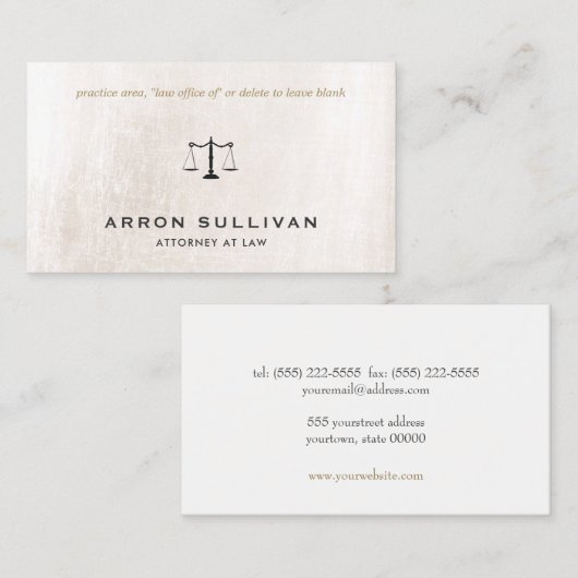 Elegant Attorney Ivory White Marble Visitekaartje (Voorkant / Achterkant)