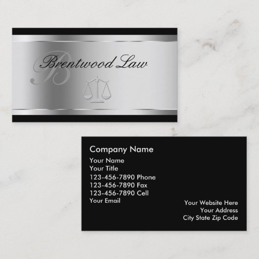 Elegant Attorney Monogram Visitekaartjes (Voorkant / Achterkant)