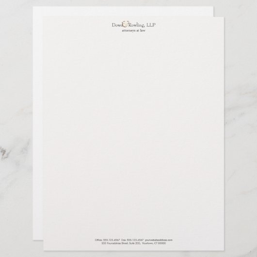 Elegant Attorney of Law Simple White Letterhead Briefhoofd Ontwerp (Voorkant / Achterkant)