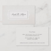 Elegant Attorney Plaque Style Beige Linen Kijk uit Visitekaartje (Voorkant / Achterkant)