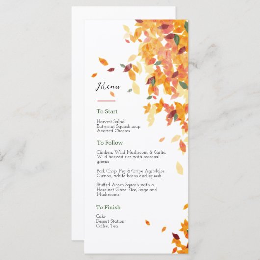 Elegant Auburn Leaves Menu (Voorkant / Achterkant)